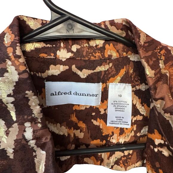 Alfred Dunner Animal Instinct Jacket 10 Gold Shimmer Brown Stretch NWT - Picture 2 of 11